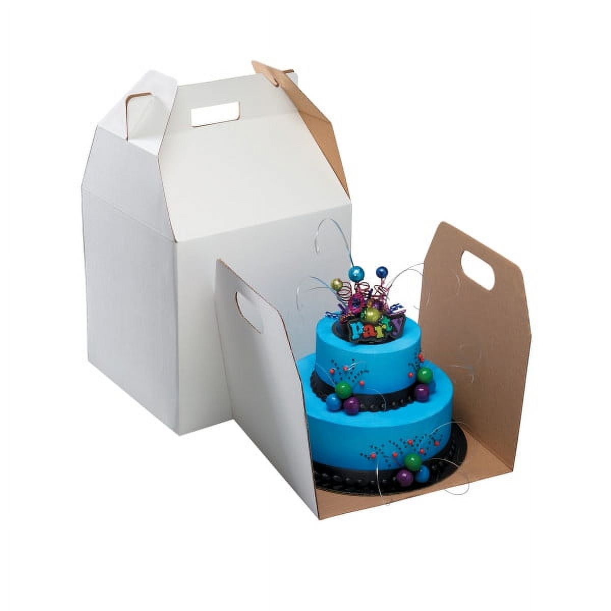 Made In USA Recycled Pink Kraft Cake Box With Boards – 8"x8"x4" Front Loading Pastry Box, Pack Of 10