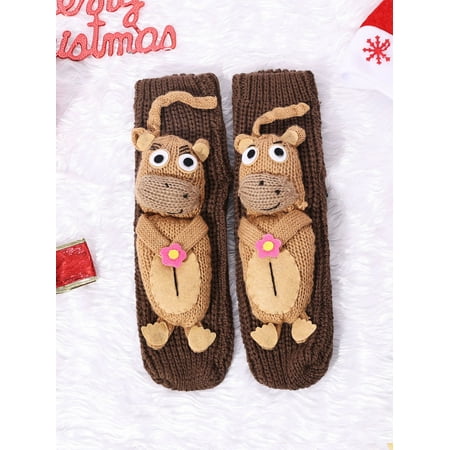 

Women Knit Funny 3D Animal Socks Novelty Puppy Christmas Floor Socks Wool Winter Warm Thick Casual Sock (Style 1)