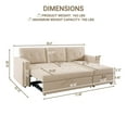 thumbnail image 5 of Naomi Home Laura Velvet Reversible Sleeper Sectional Sofa with Storage Chaise, Pull-Out Bed, Beige Upholstery, Apartment-Friendly Couch, 5 of 9
