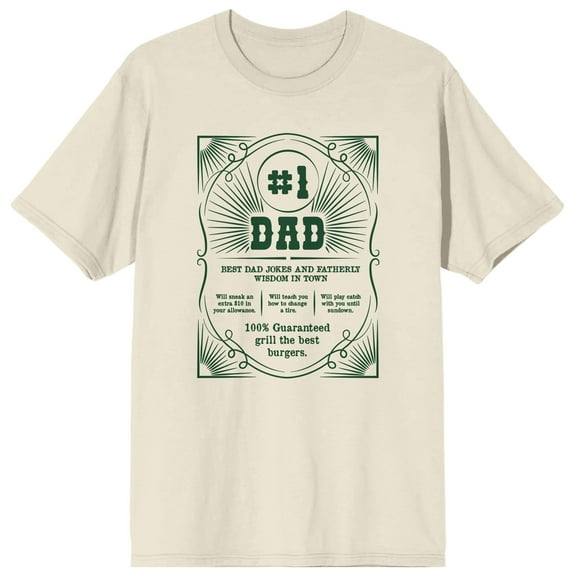 Dad Life Is The Rad Life Number 1 Dad Crew Neck Short Sleeve Natural Men's T-shirt-Medium