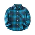 thumbnail image 2 of NAISIBABY Boys Button Down Shirts, Classic Plaid Long Sleeve Lapel Kids Fall Casual Fashion Jackets Blue 7T, 2 of 5