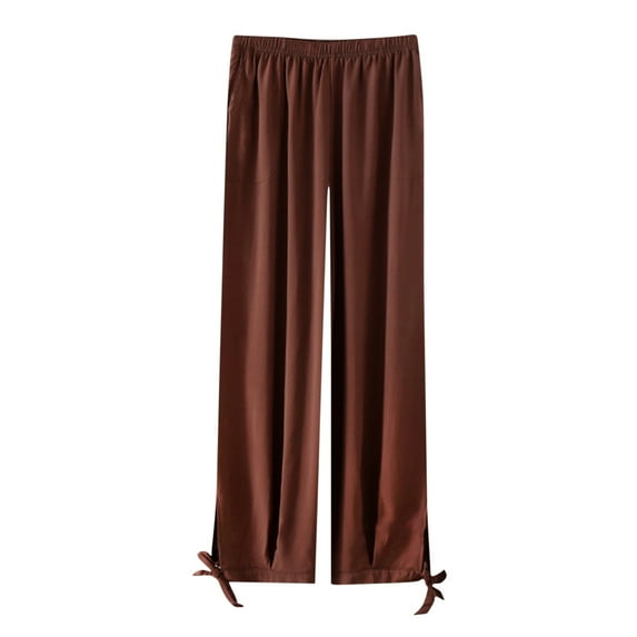 Women's Straight Leg Lounge Pants Lightweight High Waisted Solid Color Loose Full Length Pants Casual Ladies Trousers