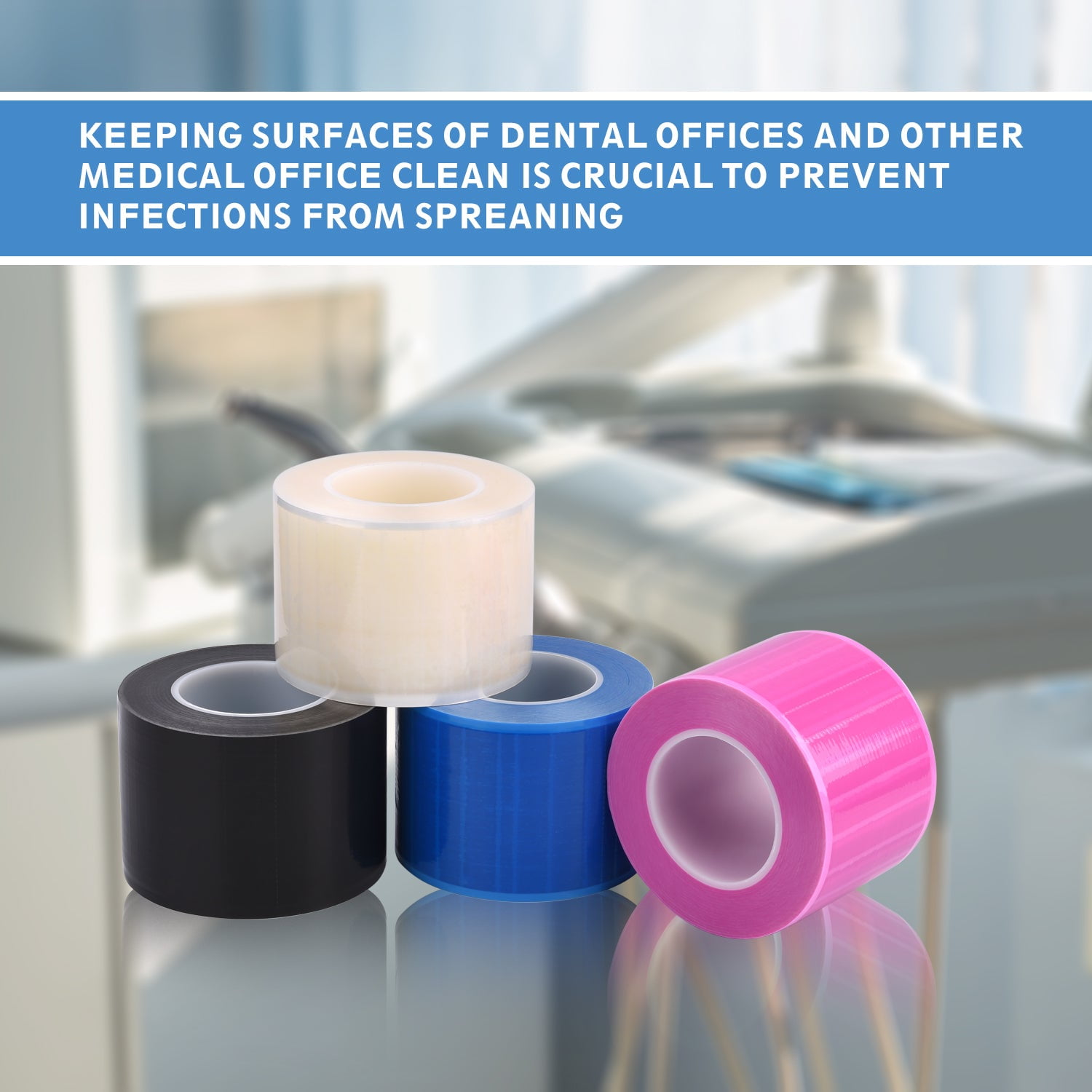 OneMed Barrier Film for Dental and Medical Tattoo 4"x 6" (1 Roll) One time Protective PE Film Barrier Tape Black
