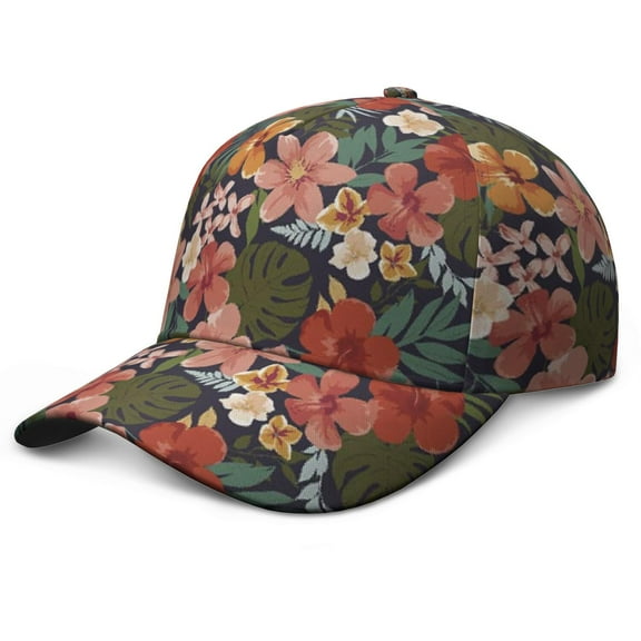 Botanical Watercolor Baseball Cap – Vintage Floral Dad Hat Featuring Rustic Bloom and Country Artistic Pattern, Adjustable Snapback