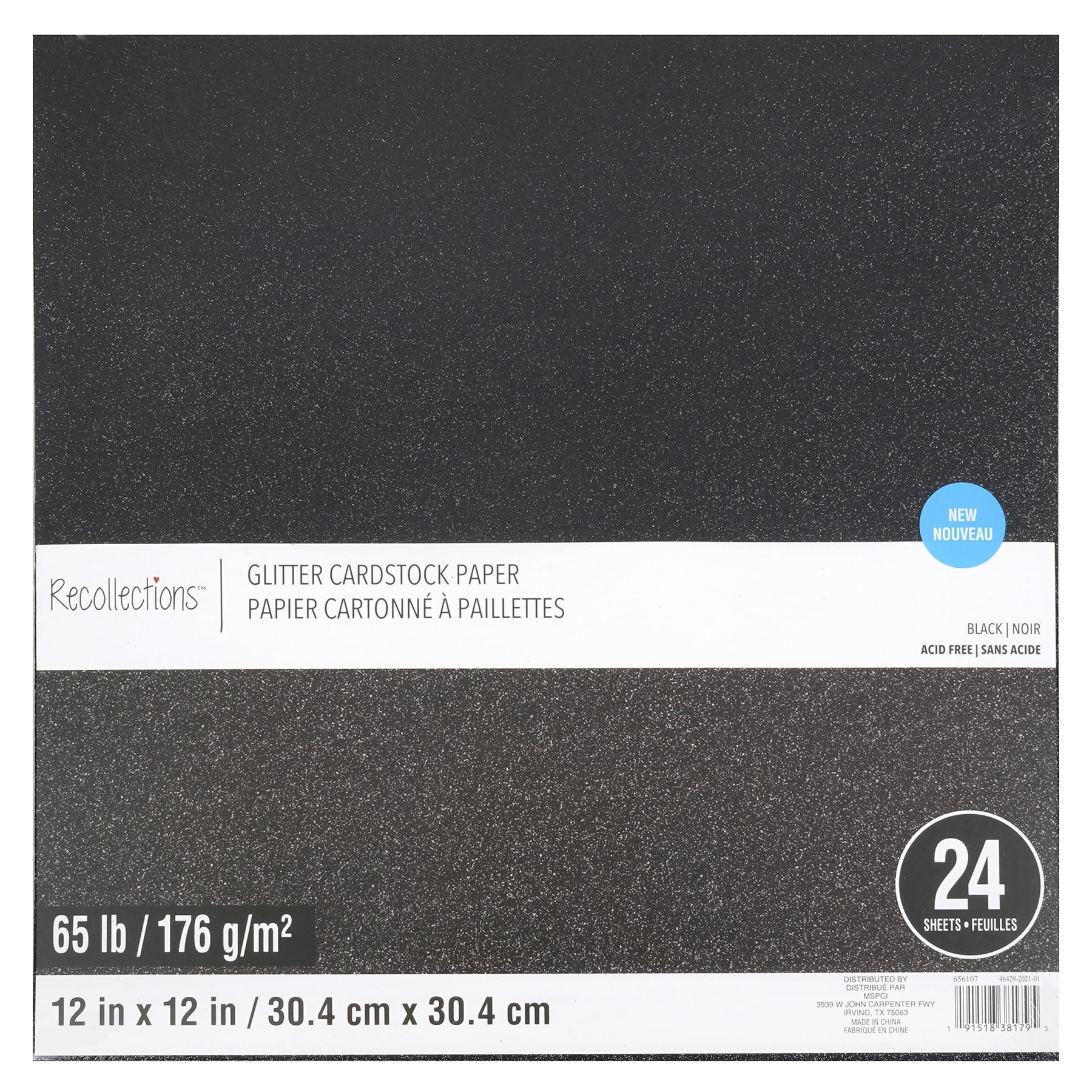 Recollections Glitter 12" x 12" Cardstock Paper, 6 Packs: 24 ct. (144 total)
