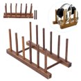 thumbnail image 3 of Escurridor De Platos De Bambú Con Soporte Para Platos, Estante Compacto De Almacenamiento De Platos De Madera Para Platos, Tabas De Cortar, Libros, Estante De Cocina Plegable, 3 of 7