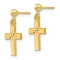 thumbnail image 2 of 14k Yellow Gold Diamond Cut Cross Earrings Drop Dangle Religious, 2 of 7