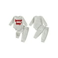 thumbnail image 2 of BemeyourBBs Baby Boy Spring Clothes Valentines Day Outfits Lover Boy Letter Embroidery Romper Solid Pants Set, 2 of 9