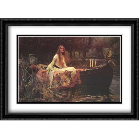 Lady of Shalott, c.1888 2x Matted 40x28 Large Black Ornate Framed Art Print by John William Waterhouse