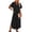Black, variant on Plus Size Loose Dress Semi Formal Casual V-Neck Maxi Dress Loose Short Sleeve Long Dress Khaki 2X