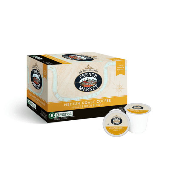 French Market Jazz Brunch Blend Medium Roast Single Serve Coffee Pods, 12 Count