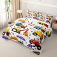 thumbnail image 3 of Castle Fairy Graffiti Cartoon Engineering Truck Twin Quilt Set,Umbrella Raindrop Twin Coverlet Set for Bedroom,Yellow Red, 3 of 7