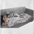 thumbnail image 6 of Eat Drink and Be Merry Soft Flannel Fleece Blanket, Christmas Celebration Words Mistletoe Pine Branch Bells Snowflakes, Cozy Plush for Indoor and Outdoor Use, 50" x 70", Multicolor, by Ambesonne, 6 of 6