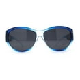 thumbnail image 2 of Polarized 61mm Luxury Large Oval Round Fashion Fit Over Sunglasses Blue Clear Black, 2 of 4