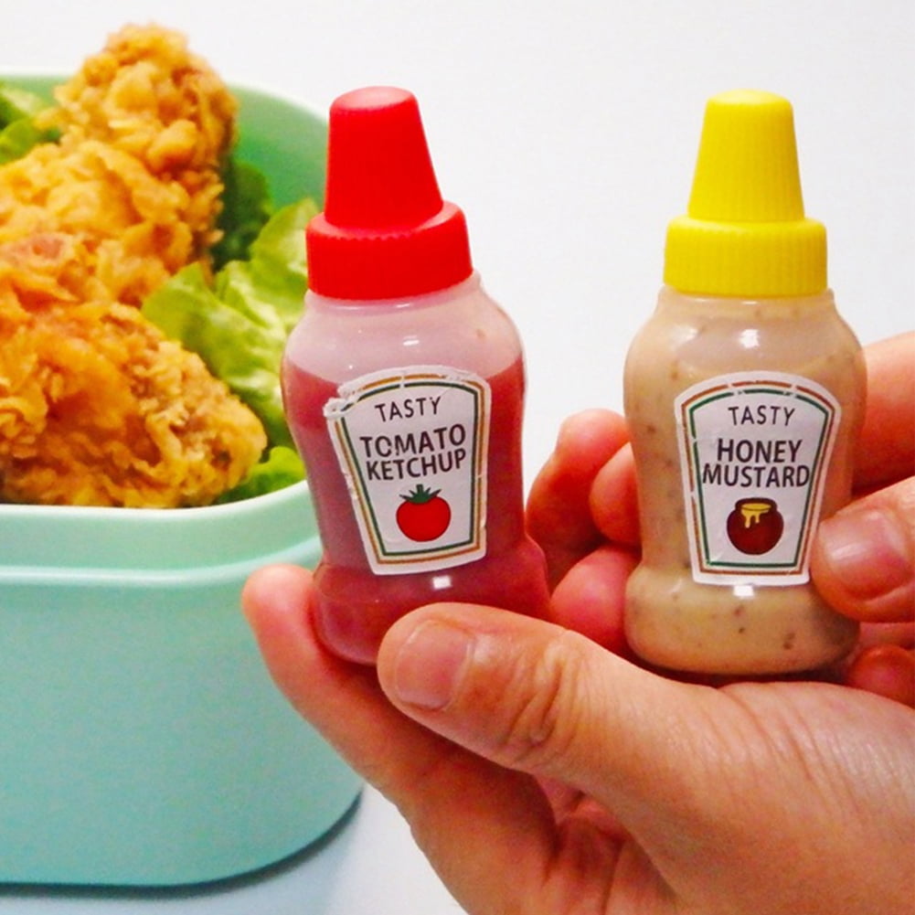 Cheers.US 4 Pcs Mini Ketchup Bottle Honey Mustard Squeeze Bottles