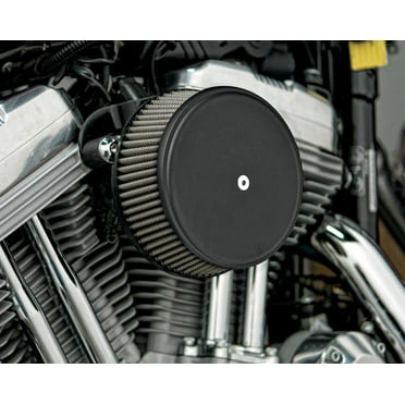 Arlen Ness Billet Sucker Stage I Air Filter Kit with Steel Cover   Smooth Black - Red Filter 18-326
