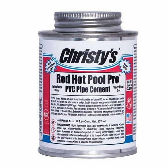 T Christy  8 oz Red Hot Pool Pro Clear PVC Vinyl Adhesive, Pack of 24