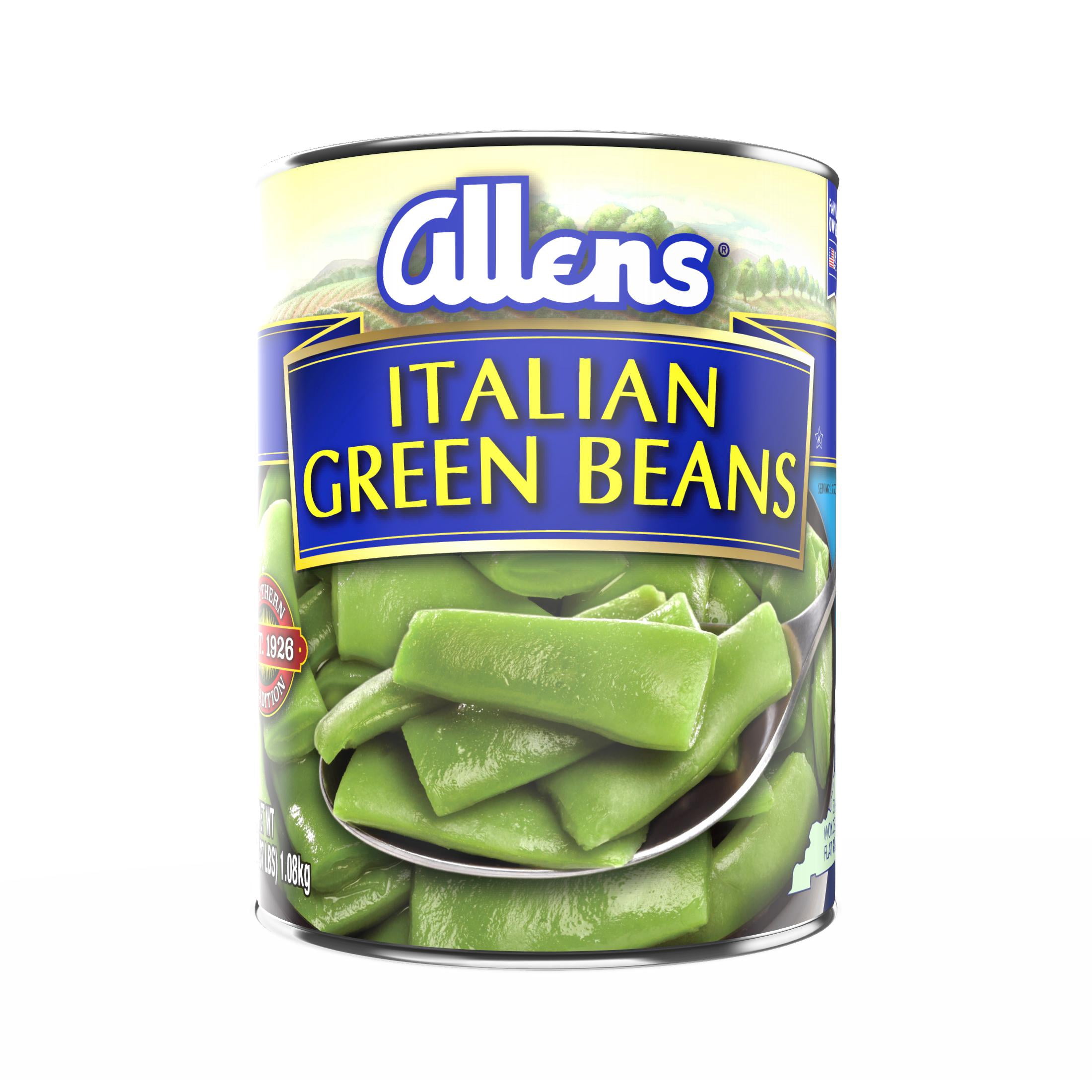 (4 pack) Allen's Italian Green Beans, Canned Vegetables, 38 oz Can