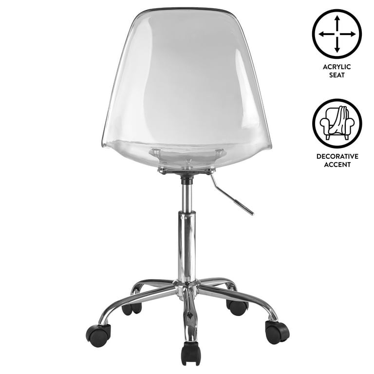 Urban Shop Acrylic and Metal Rolling Office Chair Clear