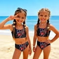 thumbnail image 2 of 4th of July Girls Swimsuit Size 7 2 Piece Set Swim Vacation Girls Bathing Suit Beach Vacation American Flag Stars Striped Bikinis 2026 Summer Girls Clothes Kids Bikini Swim Suit Black 1-2 Years, 2 of 9