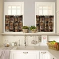 thumbnail image 2 of Retro Moose Deer Valance and Tier Set, Rustic Lodge Cabin Elk Small Half Window Tier Curtain, Valance Window Treatment Decor for Kitchen/Bedroom 52x18 & 27x24x2, 3 Panel, 2 of 4