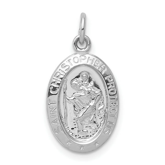Sterling Silver Saint Christopher Medal Necklace for Protection Travel Safety Religious Pendant for Men Christian Brushed Oval Faith Jewelry Spiritual Accessory Daily Wear