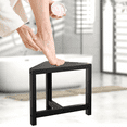 thumbnail image 4 of Bambloom Shower Foot Rest 12 in, Bamboo Shower Stool for Shaving Legs,Corner Bath Shower Bench for Inside Small Shower Spaces,Water Resistant,Black, 4 of 7