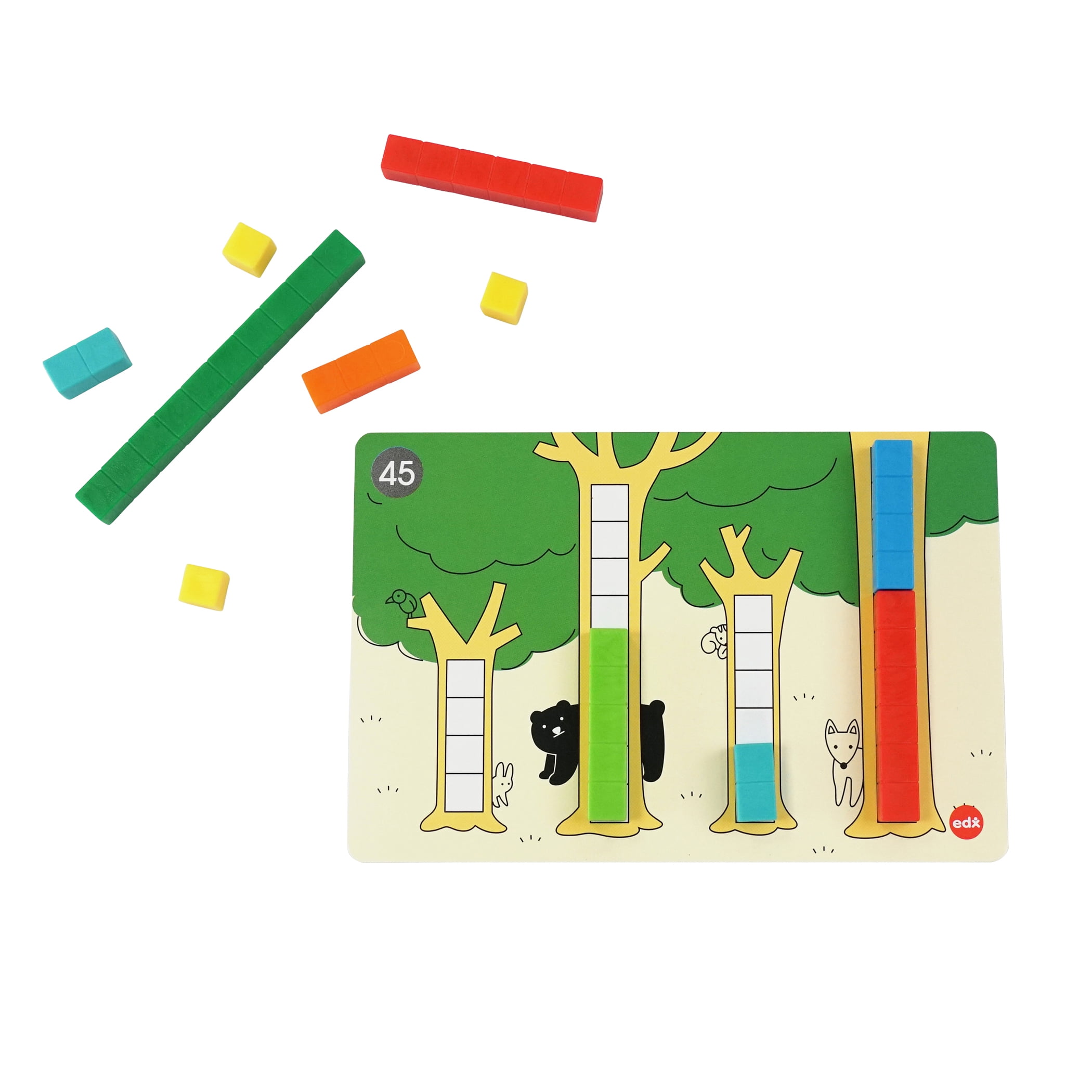 edxeducation FunPlay Number Rods - Set of 74 Math Manipulatives + 50 Activities + Messy Tray