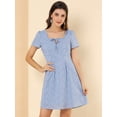 thumbnail image 4 of Vestido De Manga Corta Y Estampado Floral De Corazón De Estrella Por Encima de la rodilla Para Mujer Corazón azul S, 4 of 6