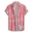 thumbnail image 1 of Camisas Casuales Para Hombre Camisa abotonada de manga corta con estampado digital de solapa suelta para hombres casuales Top de verano hawaiano de playa (Pink, L), 1 of 6