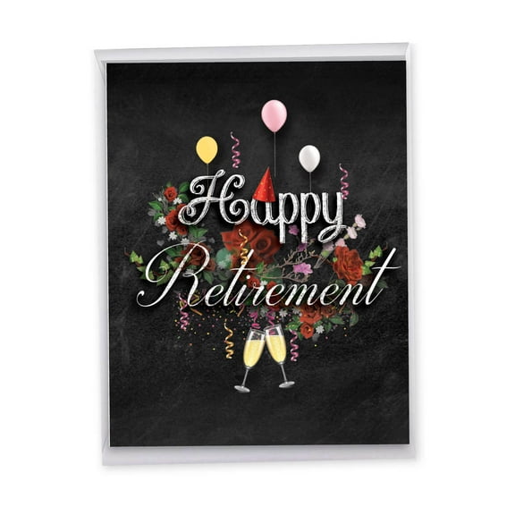 1 Big Retirement Card (8.5 x 11 Inch) - Chalk and Roses - Retirement Retirement J6479CRTG-US