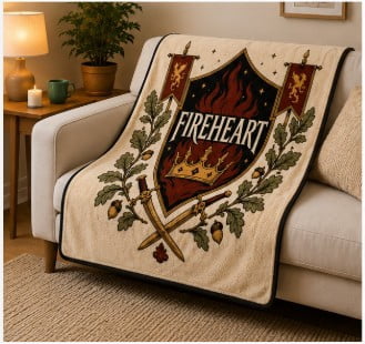 ROYAL PLUSH RASCHEL 50X60 THROW THRONE OF GLASS - FIREHEART