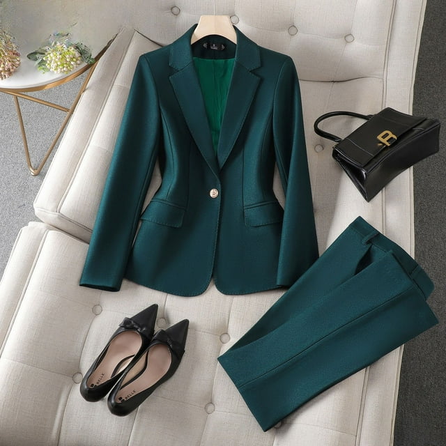 Women's Long Sleeve Professional Suit Pants Formal Suit Interview Sales Work Clothes