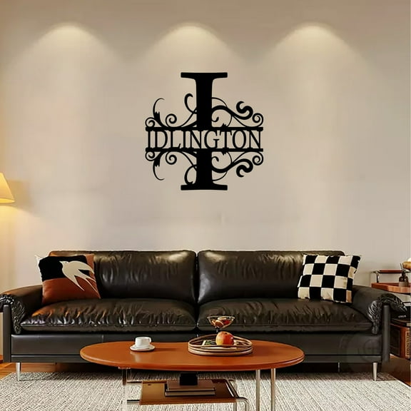 RuiJiao 21 Letters Metal Wall Art Decor, Customized Black Iron Art for Home and Garden, Personalized Surname Sign Durable Indoor Outdoor Decor