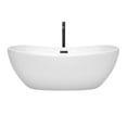 thumbnail image 3 of Rebecca 65 Inch Freestanding Bathtub in White with Floor Mounted Faucet, Drain and Overflow Trim in Matte Black, 3 of 7