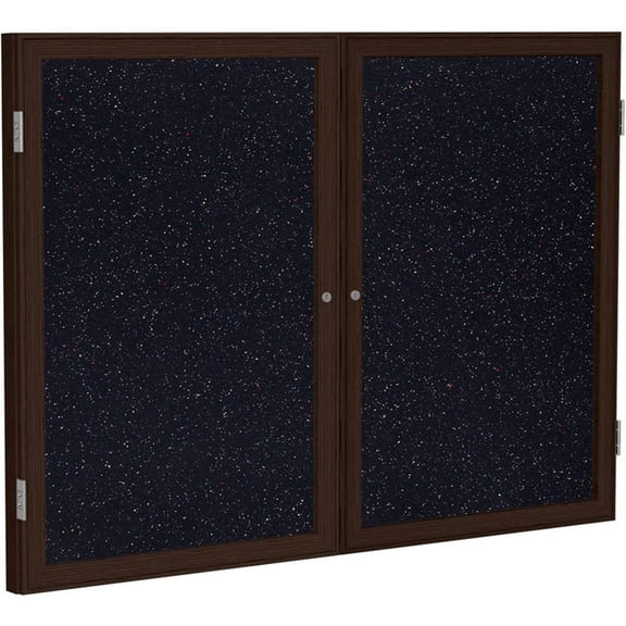 Ghent's Wood 36" x 60" 2 Door Enclosed Rubber Bulletin Board in Multi-Color