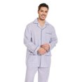 thumbnail image 3 of GLOBAL Mens 100% Cotton Long Sleeve Pajama Set, Breathable Lightweight Button Down Nightwear with Pants, S-3XL, 3 of 6