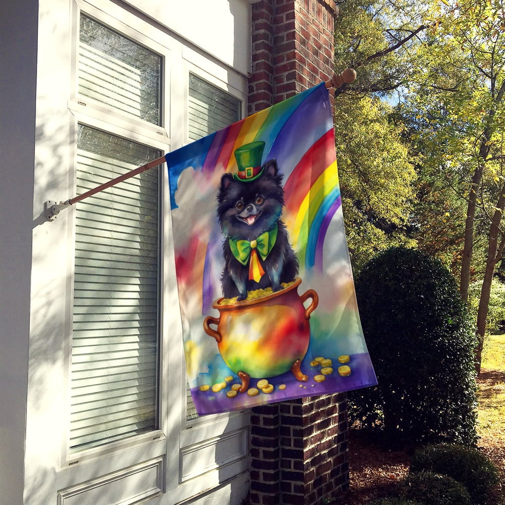 Pomeranian St Patricks Day House Flag