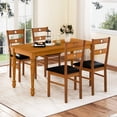 thumbnail image 3 of Giantex Wooden Dining Chairs Set of 2, Armless Kitchen Chairs w/Hollowed Backrest & Upholstered PU Seat, Walnut, 3 of 9