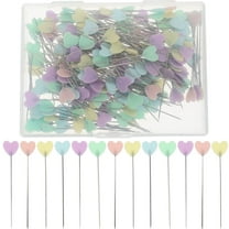 IDEANATEGRATE Sewing Straight Pin Colorful Heart Heads 200Pcs 5.5X0.39in