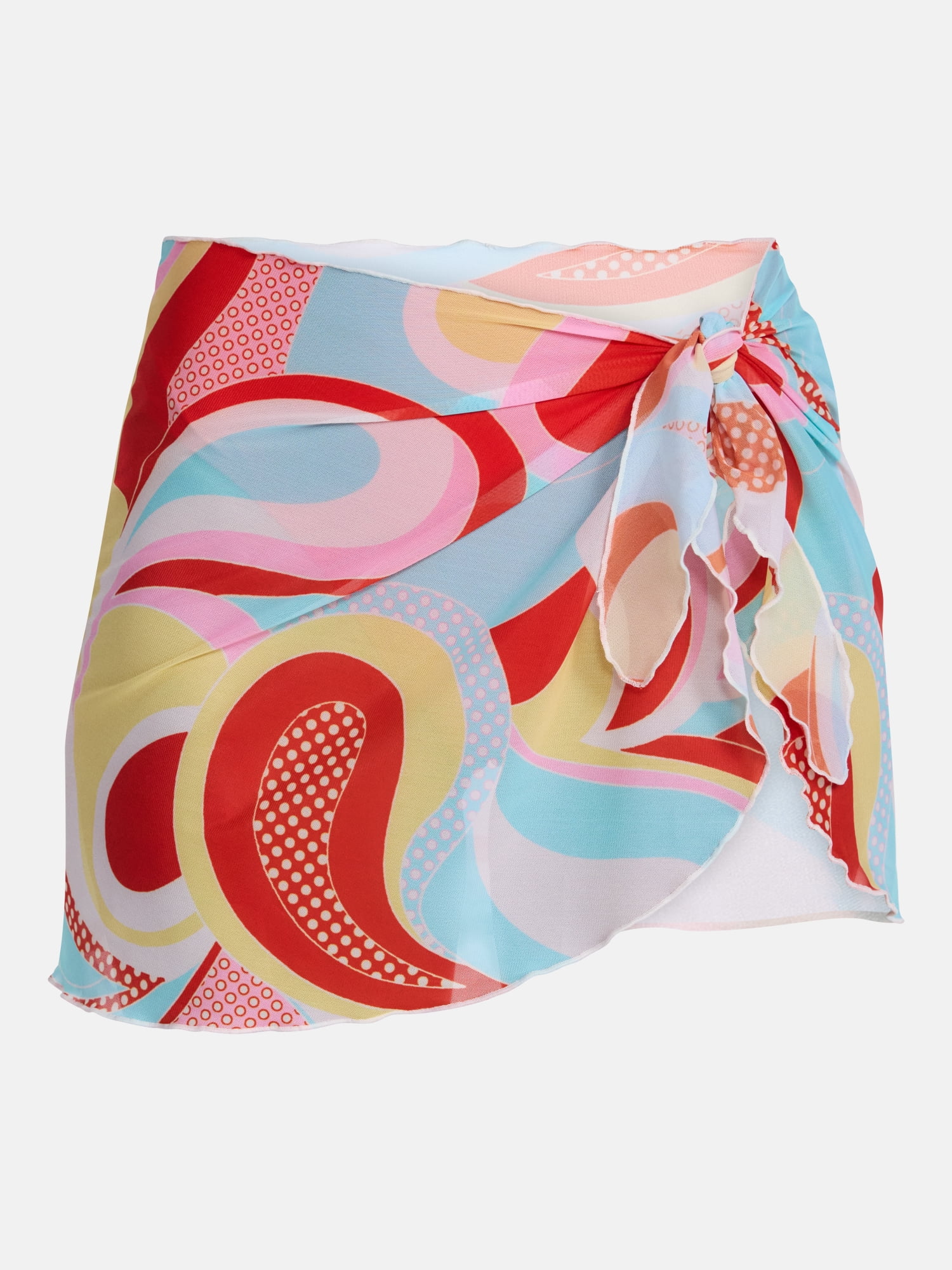 No Boundaries Groovy Printed Mesh Swim Sarong, Women's XXS-XXL