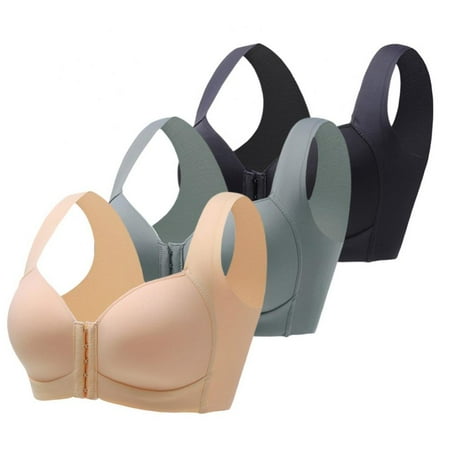 

3pcs Front Buckle Bra Women Seamless Bra Wild Wire Free Bra Back Smoothy Bra Push Up Tank Bra U-shape Vest Type Bra 3/4 Cup Bra Thin Mold Cup Bra