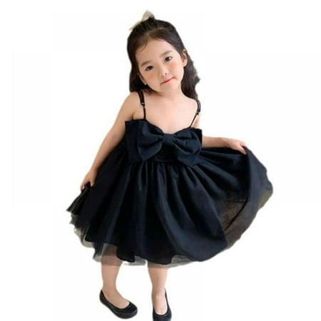 

Girls Sweet Bow Sling Dress Sleeveless Casual Dress Party Costume