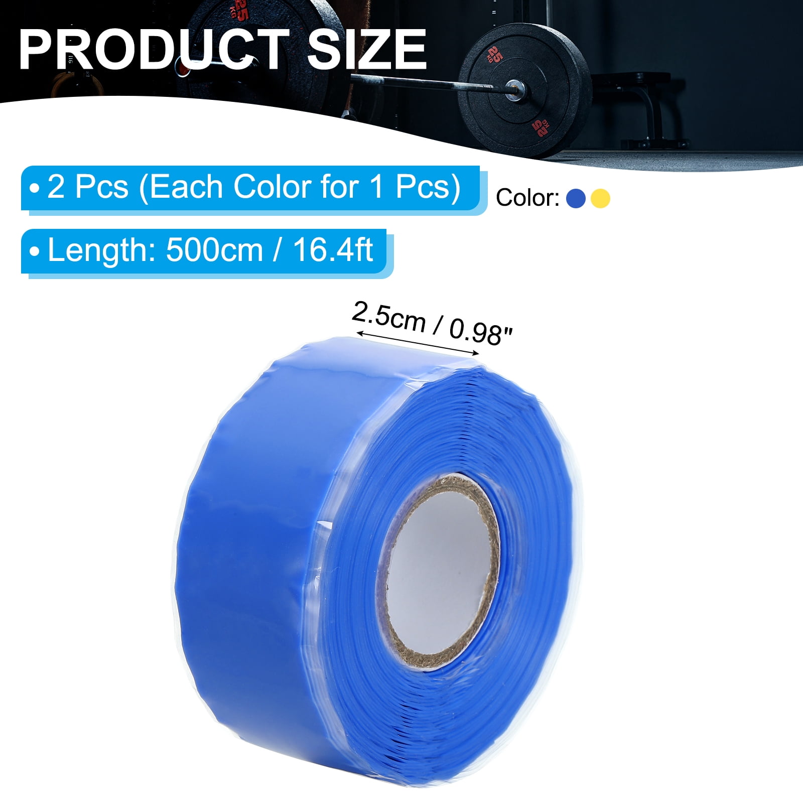 Uxcell Grip Tape, Self-Fusing Silicone Tape 17ft Seal Repair Wrap Tape, Multicolor 2 Pcs