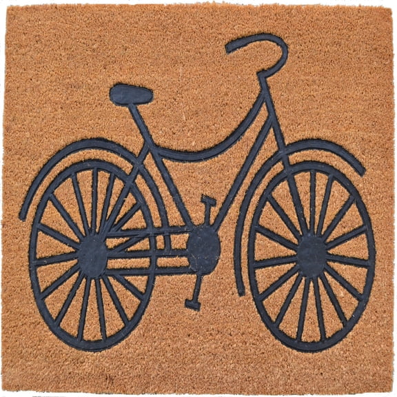 Imports Decor Inc 36" Brown and Black Embossed Bicycle Rectangular Handwoven Mat