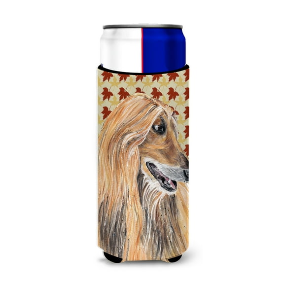 Afghan Hound Fall Leaves Ultra Hugger for slim cans