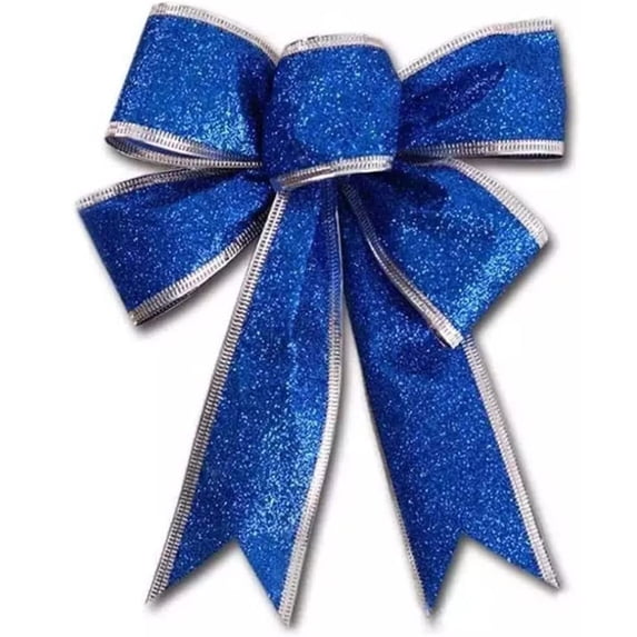 10pcs Large Christmas Bows Glitter Red Christmas Tree Decoration,Christmas Ribbon Bows Ornaments, Xmas Tree Bowknot Decoration, Christmas Party Decoration Bows,Blue