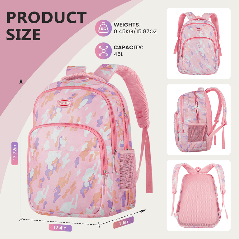 Cshidworld 17" Waterproof College Backpack, Pink photo 6
