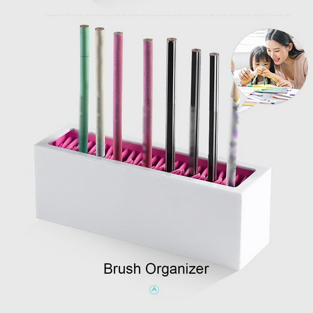 Baohd Makeup Brushes Holder Storage Rack Tabletop Stable Lightweight Tabletop Cosmetic Lipsticks Pencil Organizer Bedroom Home Dressing Table Cosmetic Accessories White Red