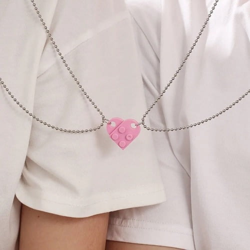 Collar Para Pareja Corazon De Lego Lego Heart Necklaces